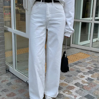 Belvi Long Semi-Wide Straight Cotton Pants