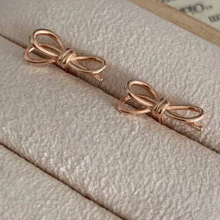 Rose Gold Ribbon Knot Earrings
