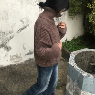 High-neck knit zip-up