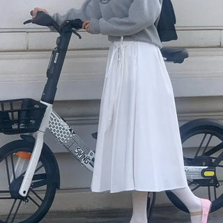 Ribbon Pintuck Cotton Long Skirt