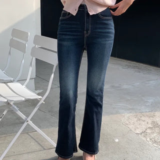 Delo Dark Blue Slim Long Bootcut Denim Pants