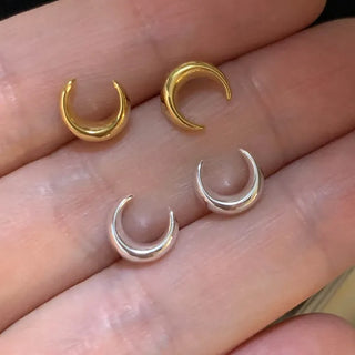 Mini Moon Earrings Silver Gold
