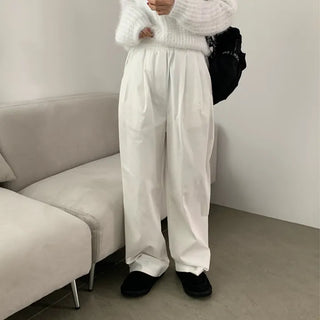 [New Autumn Arrival/Select Size!] Elastic Cotton Double-Pleat High-Waisted Wide Pants (5 colors)
