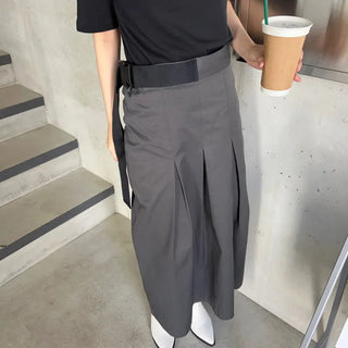 buckle belt long skirt