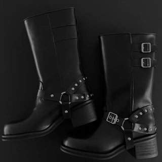 bellucci buckle midi boots