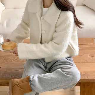 Sherpa Fleece Collar Boucle Jacket  Crop Jacket Short Jacket Winter Jacket Autumn Jacket