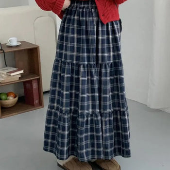 Morris plaid tiered skirt