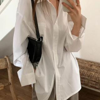 Striped Overshirt Oversized shirt/Striped shirt/Loose fit shirt/Work look/Daily shirt/Daily look/Striped shirt/Striped shirt/Modern shirt