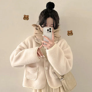 Cozy Wrapping Sherpa Collar Pocket Tumble Short Coat