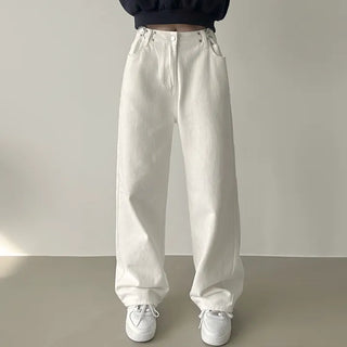 Loose Fit, High-Waisted Buckle Cotton Fleece-Lined Wide Pants I've Been Looking For
