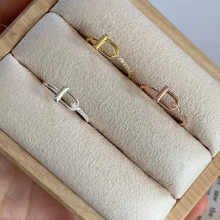 Half Cubic Link Ring Silver Rose Gold Gold