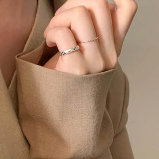 Cushion Embossed Open Pinky Ring Silver, Rose Gold, Gold