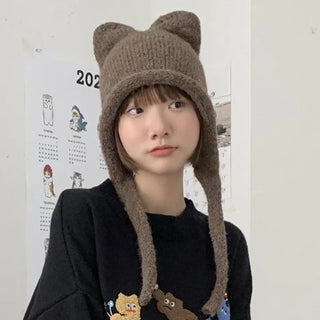 cat hooded beanie