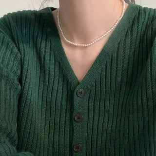 Pearl Layered Necklace 3mm Silver Gold