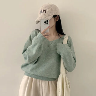 Protective Instinct Avant-Bottom, Cashmere V-Neck Loose Long Sleeve Knit