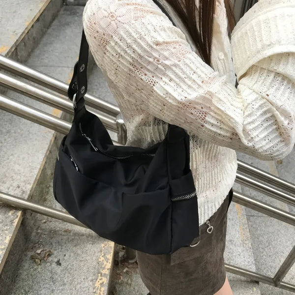 Nylon medium shoulder bag