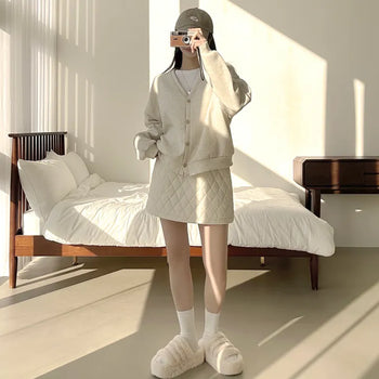 Full of Cuteness, Elastic Waist Quilted Padded Mini Skirt