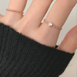 Slim Chain Heart Cubic Ring