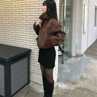 Chak Suede Crop Shearling Jacket (3 colors)