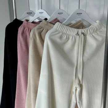 Two-Way Soft Ribbed Wide Jogger Pants
