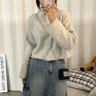 [High Demand] Rolling Turtleneck Crop Mock Neck Collar Cardigan (4 colors)
