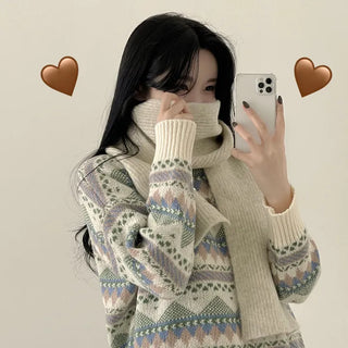 Full of Cuteness, Bohemian Nordic Loose Fit Long Sleeve Knit