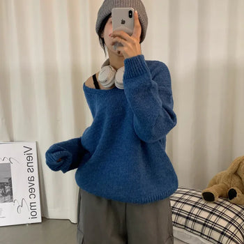[Is this color for real?] Blooming Alpaca Loose Fit V-Neck Knit (7 colors)