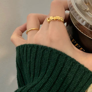 Bold Double Knot Design Open Ring Silver Gold