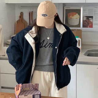 Effortlessly Chic Loose Fit High Neck Drawstring Winter Jumper Field Jacket  Camping Look