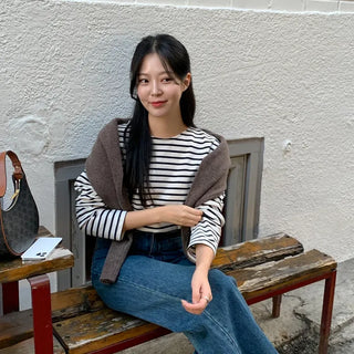 Rosalyn Stripe Firm Fit Round Neck Long Sleeve T-shirt