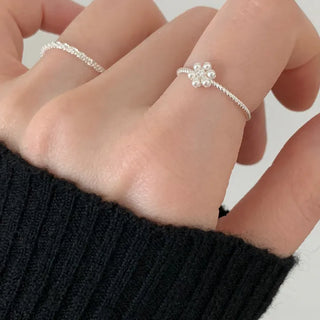 Dense Flower Cubic Ring Silver Rose Gold
