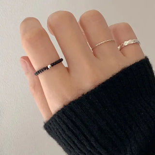 Black Bead Layered Ring Urethane Cord Banding