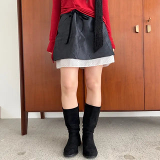 velvet ribbon dot skirt