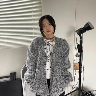 mohair fur cardigan