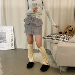 [Fleece-lined] Pocket Diagonal Training Mini Skirt (3 colors)