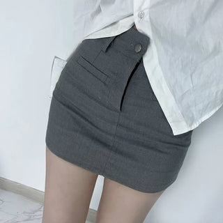 Feminine High-Waisted Suit Mini Skirt
