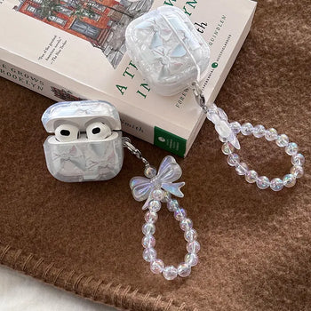 Lily Transparent Ball Ribbon Keyring Set Transparent AirPods Case