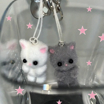 Cute Velvet Cutie Cat Phone Strap Set Doll Keyring
