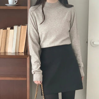 Raccoon 25% Wool 35% Mock Neck Knit Mock Neck Turtleneck Knit  Winter Knit Inner Knit
