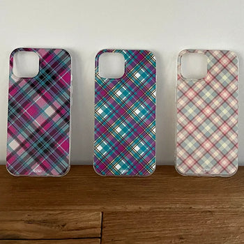 Y2K Color Check Pattern Jelly iPhone Case
