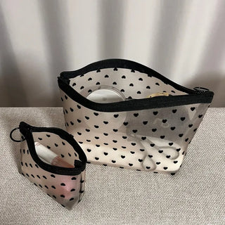 Black Heart Mesh Pouch Multi-purpose
