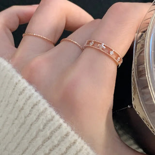 Cross Point Cubic Layered Ring Silver Rose Gold