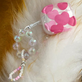 Malling Beads Ribbon Keyring Set Heart Pattern AirPods Case