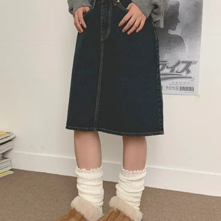 Ambiguous midi denim skirt