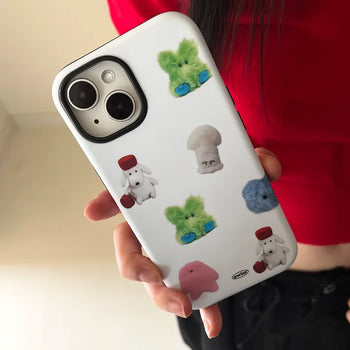 Weaving Doll Pattern White Matte Hard Bumper iPhone Case