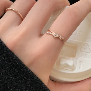 Knot Cubic Layered Ring Silver Rose Gold