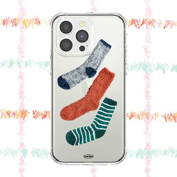 Minky Colorful Winter Vibe Furry Socks Transparent iPhone Case