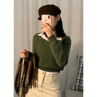 [Slim Fit/Cinched Waist/12 Colors] Green Tea Lambswool V-Neck Knit