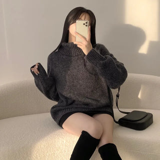 Cozy Heather Turtleneck Long Sleeve Knit