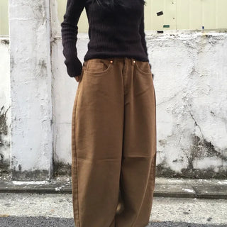 Vintage Cotton Pants with Elastic Waist
